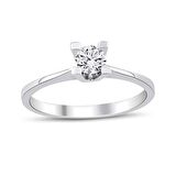 0.30 Karat Pırlanta Tektaş Yüzük - H I VS - Klasik V Tırnak